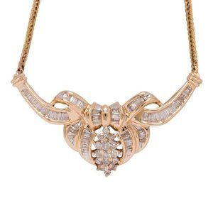 Genuine Diamond and 10k Gold Pendant Necklace- Vintage- NWOT